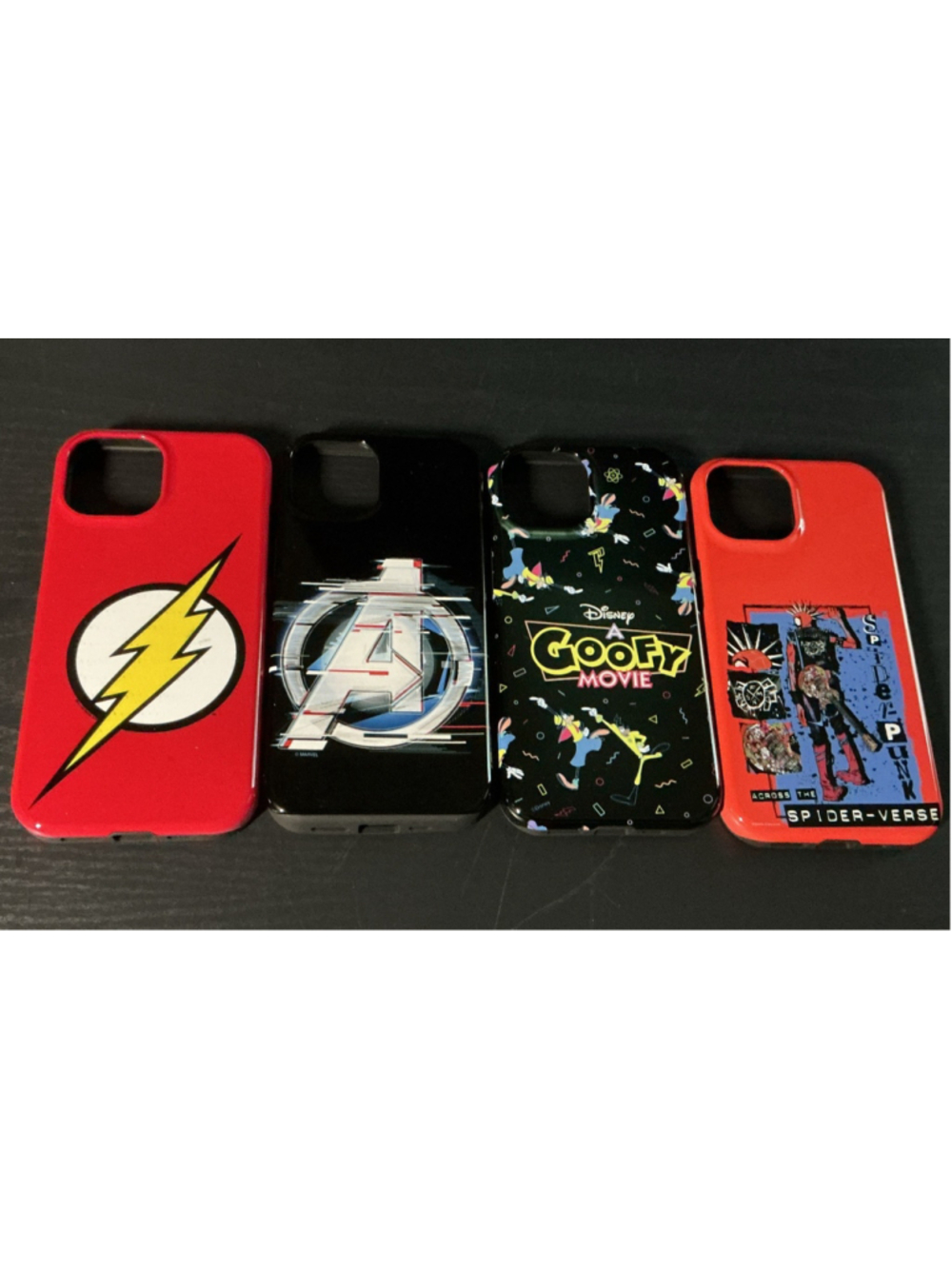 iPhone 15 Cases Lot 4, The Flash Avengers Goofy Movie Spider Verse..Brand New..